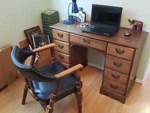 Antique desk and leather chair