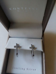 Cross sterling silver earrings from italy