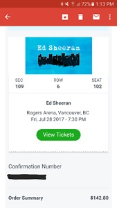 Ed Sheeran Ticket - Vancouver!