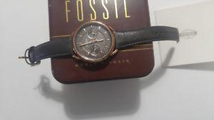 Fossil Leather & Stainless Steal Watch