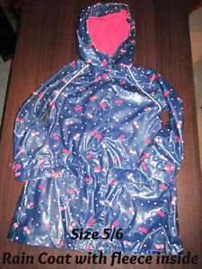 Girls Size 5/6 Spring/Fall Rain Coat