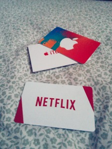 ITunes and netflix cards