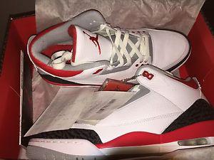 Jordan III (3) fire red  White DS Size 12 With Receipt