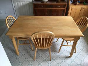 Kitchen Table, 3 Chairs and a bench