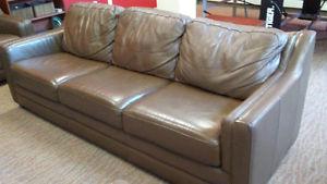 Leather brown sofa / couch