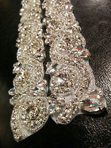 Luxury Rhinestone Crystal Wedding Trim or Belt on Satin