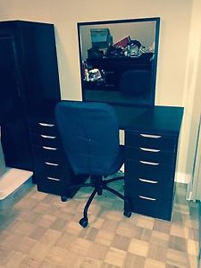 Make up table, mirror and chair