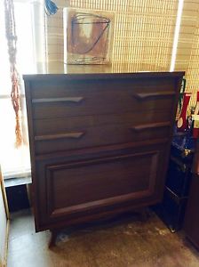 Mid century tallboy wooden dresser