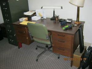 Office Desk, Chair & Filing Cabinet