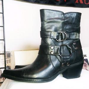 ROPER black leather pike biker boot women's size '8'
