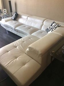Sectional white real leather $800