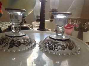 Silver Overlay Candle Sticks