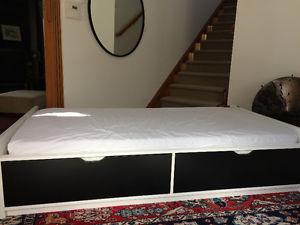Single Ikea child bed frame with drawers