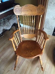 Solid oak rocking chair