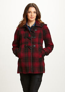 Steve Madden Red Plaid Wool Toggle Coat - SMALL, NEW with
