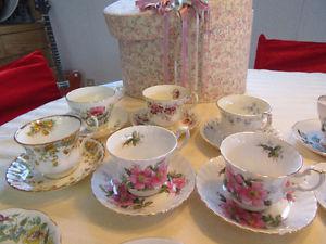 VINTAGE TEA CUPS AND SAUCERS