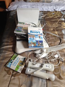 Wii Package and Wii Fit and Games and Controllers