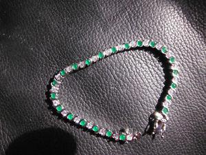 emerald and white sapphire bracelet