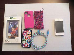 iPhone 4 + 4 cases (inc. Otterbox and 2 Disney cases)