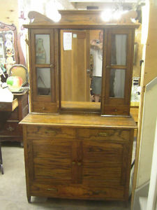 s OAK STEPBACK KITCHEN CUPBOARD $500 CABIN COTTAGE DECOR