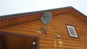 2 Bell Express View satellite dishes with receiver box