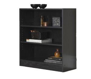 3 shelf black oak bookcase