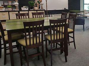 Bar height Dining table with 8 chairs