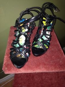 Black Gladiator Stiletto Shoes