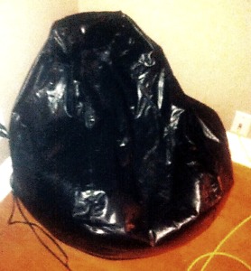 Black leather looking bean bag chair