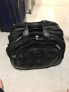 Black leather travel briefcase