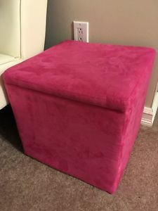 Box stool storage chair in hot pink