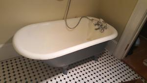 Claw foot cast iron bath tub
