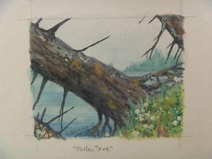 FALLEN TREE - 4" x 5" Original Art