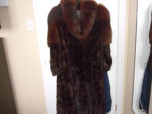 Full length mink paw fur Jacket with Hood