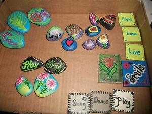 Hand painted rocks, magnets, tiles, coasters: $2-$10 each