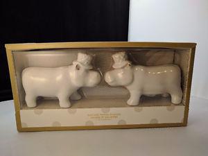 NIB! Top Hat Wearing Hippo Salt and Pepper Shakers