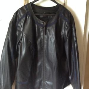 Navy faux leather jacket