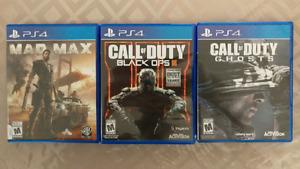 PS4 Games COD Black Ops III and Ghosts + Mad Max