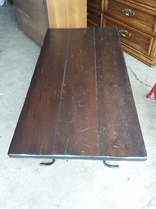 Solid Wood Coffee Table with Metal Legs