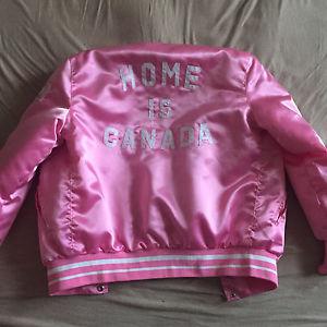 Wanted: Pink HOME IS CANADA Bomber Jacket // Peace