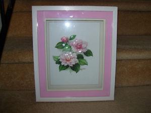 deep box picture frame w/ metal flowers