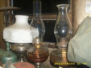 lots antique oil lamps