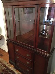 Antique china cabinet, hutch, dining room set, coffee set