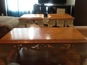 Heavy coffee table set (beige off-white legs on the table)