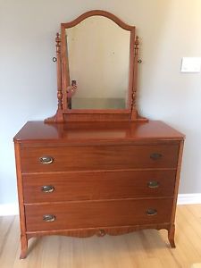 Solid Wood Antique Dresser / Bureau with Mirror