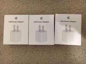 3 New Apple USB Power Adaptor Wall Charger iPhone