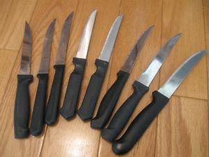 8-Pc. SET of STAINLESS STEEL STEAK KNIVES with MOLDED