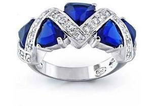 925 Silver ring with Simulated Sapphire.