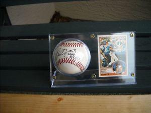 AUTOGRAPHED DARRELL EVANS BASEBALL & CARD IN ACRYLIC HOLDER