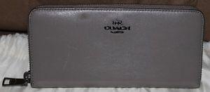 Authentic Coach Accordion Zip Leather Wallet in Fog